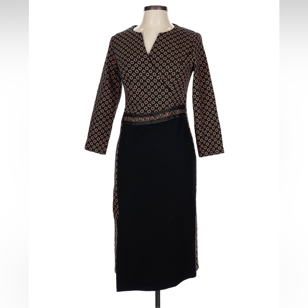 Chic Long Sleeve Black and Brown Dress